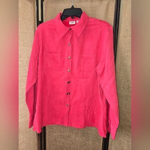 Women's Cato Vibrant Pink Suede Feel Button-Up Shirt Size 14/16W